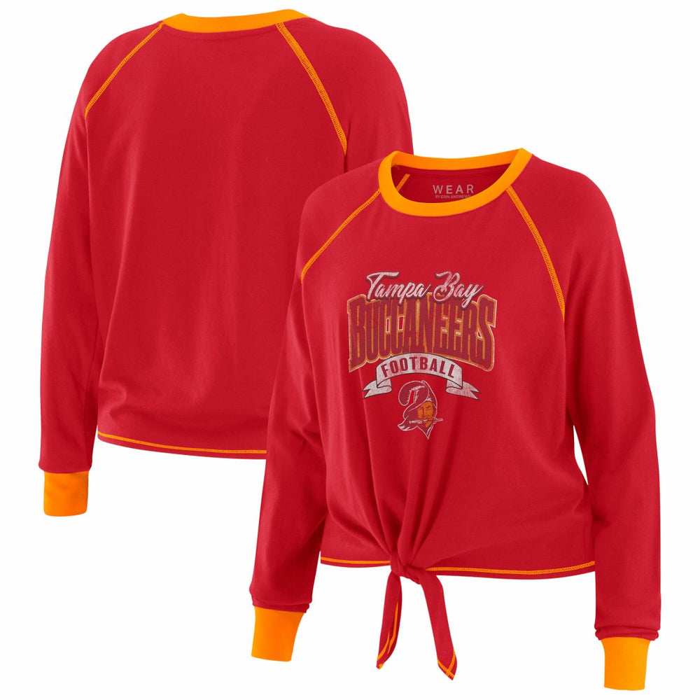Tampa Bay Buccaneers WEAR by Erin Andrews Women's Tie-Front Long Sleeve Top Red/Orange - NFL