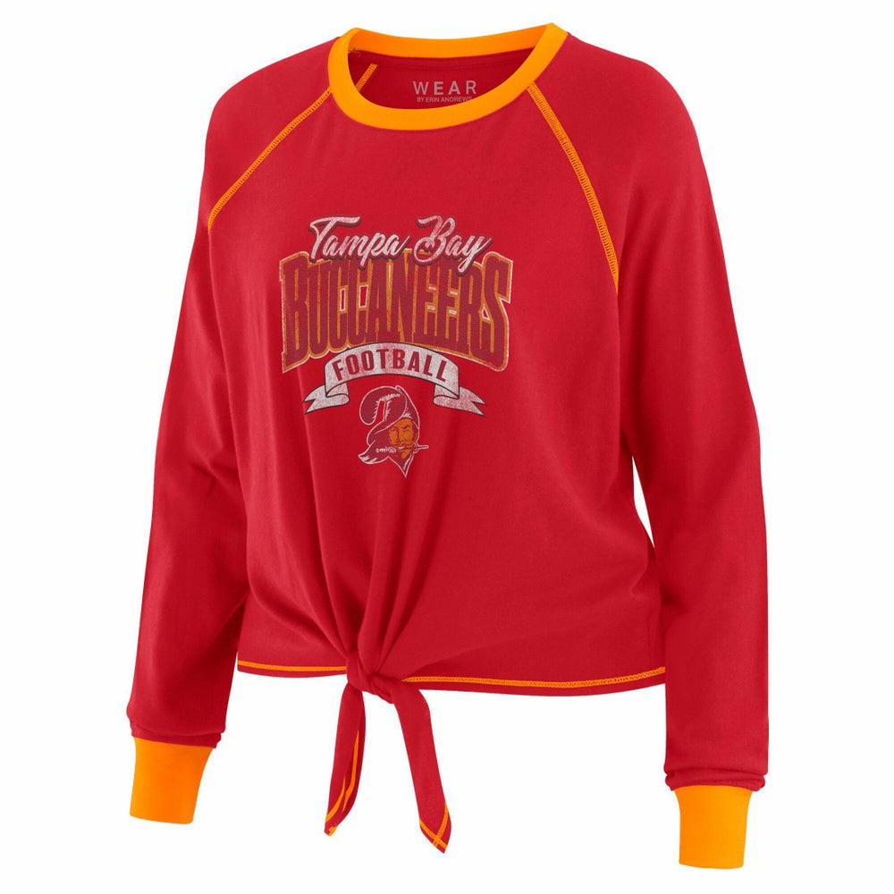 Tampa Bay Buccaneers WEAR by Erin Andrews Women's Tie-Front Long Sleeve Top Red/Orange - NFL