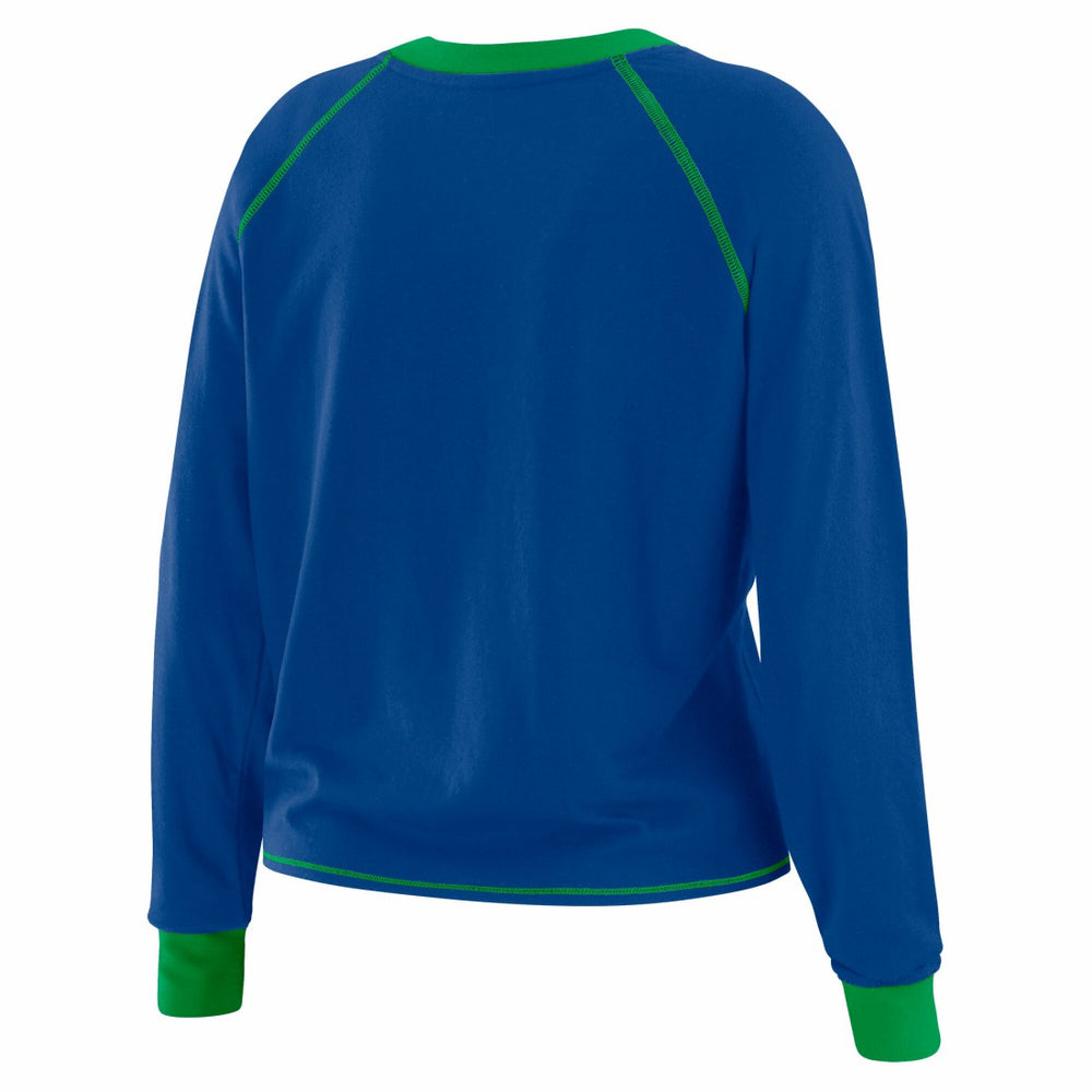 Seattle Seahawks WEAR by Erin Andrews Women's Tie-Front Long Sleeve Top Royal/Green - NFL