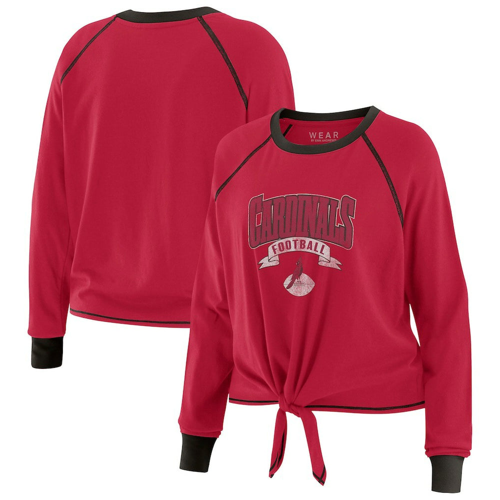 Arizona Cardinals WEAR by Erin Andrews Women's Tie-Front Long Sleeve Top Cardinal/Black - NFL