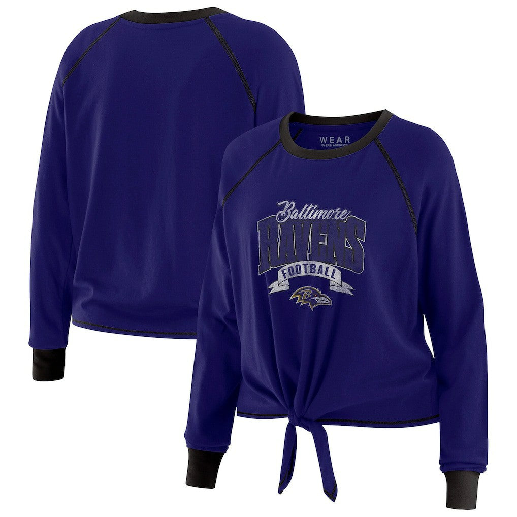 Baltimore Ravens WEAR by Erin Andrews Women's Tie-Front Long Sleeve Top Purple/Black - NFL