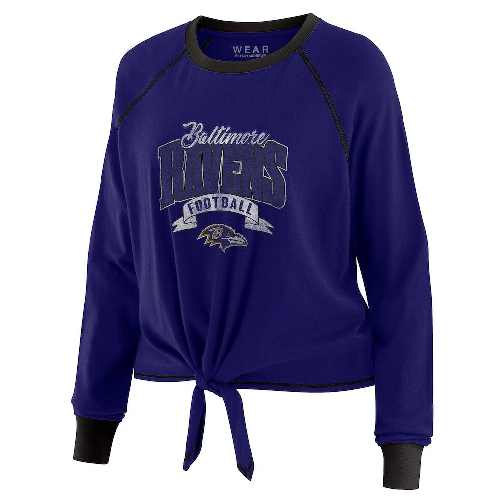 Baltimore Ravens WEAR by Erin Andrews Women's Tie-Front Long Sleeve Top Purple/Black - NFL