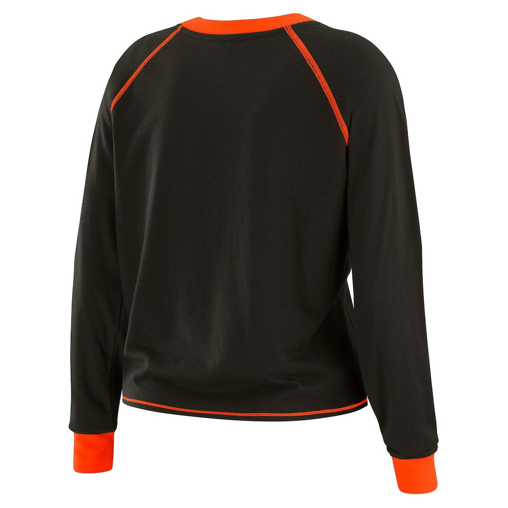 Cincinnati Bengals WEAR by Erin Andrews Women's Tie-Front Long Sleeve Top Black/Orange - NFL