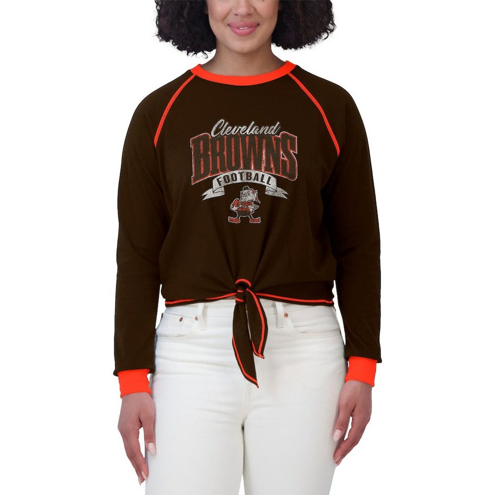 Cleveland Browns WEAR by Erin Andrews Women's Tie-Front Long Sleeve Top Brown/Orange - NFL