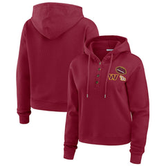 Washington Commanders WEAR by Erin Andrews Women's Waffle Hoodie Pullover Top Burgundy - NFL