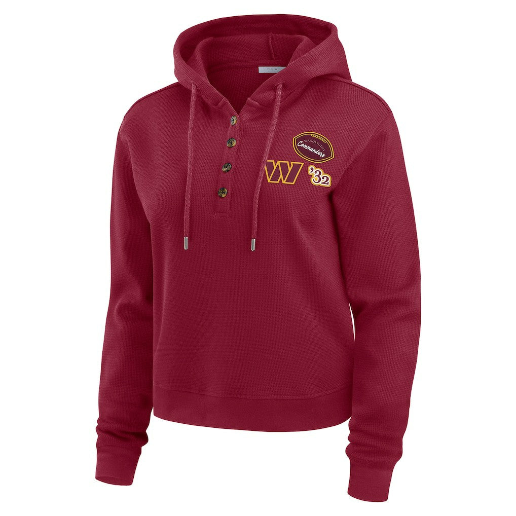 Washington Commanders WEAR by Erin Andrews Women's Waffle Hoodie Pullover Top Burgundy - NFL
