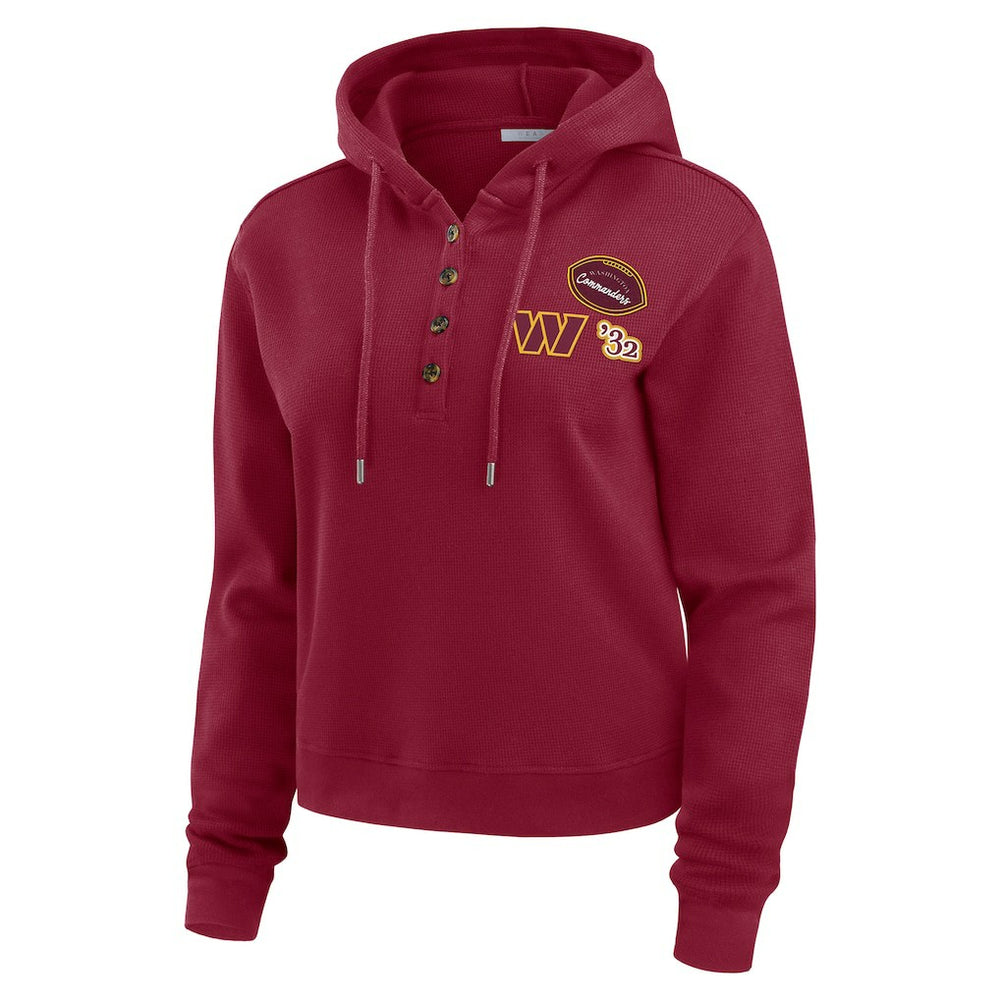 Washington Commanders WEAR by Erin Andrews Women's Waffle Hoodie Pullover Top Burgundy - NFL