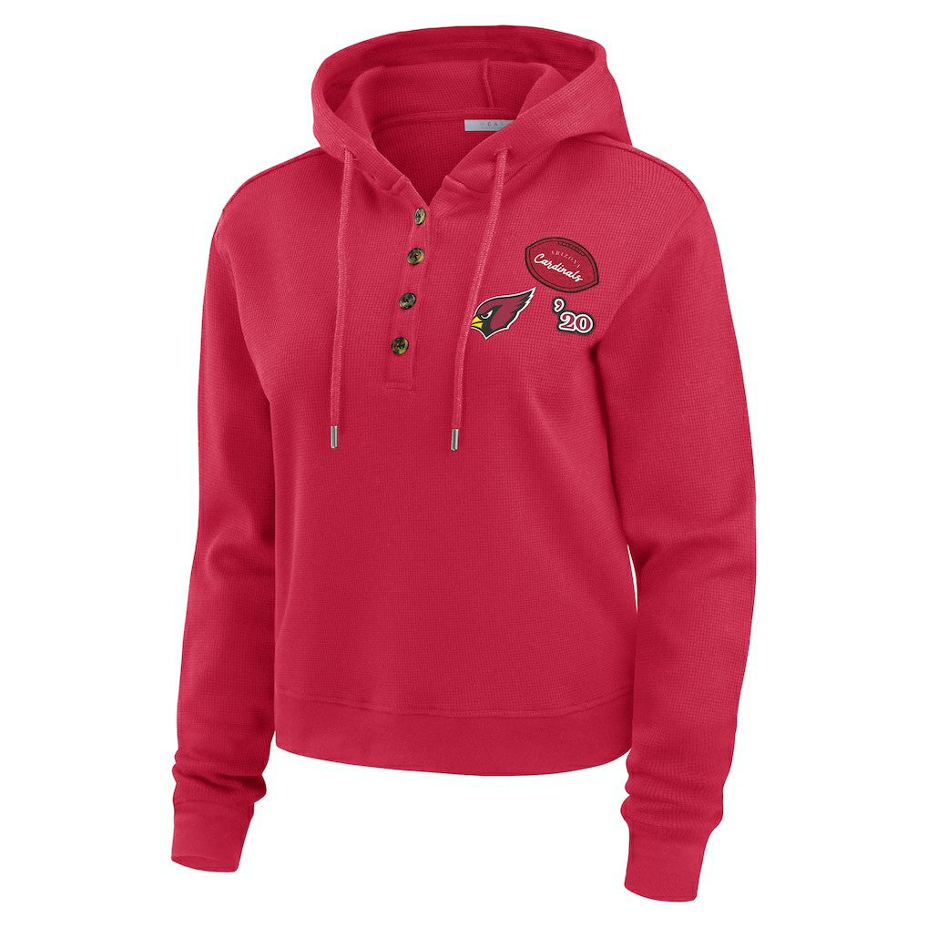 Arizona Cardinals WEAR by Erin Andrews Women's Waffle Hoodie Pullover Top Cardinal - NFL