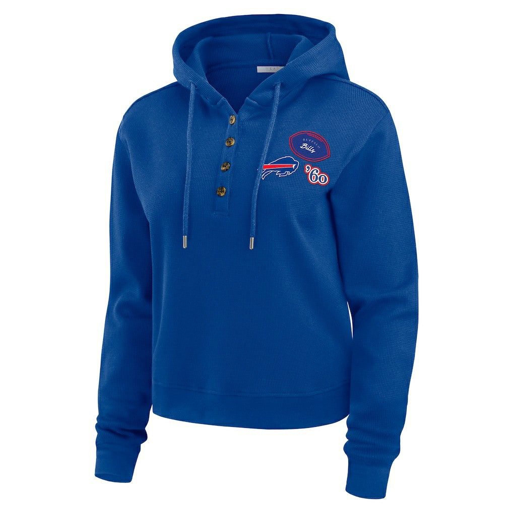 Buffalo Bills WEAR by Erin Andrews Women's Waffle Hoodie Pullover Top Royal - NFL
