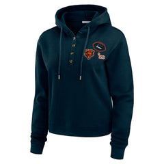 Chicago Bears WEAR by Erin Andrews Women's Waffle Hoodie Pullover Top Navy - NFL