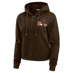 Cleveland Browns WEAR by Erin Andrews Women's Waffle Hoodie Pullover Top Brown - NFL
