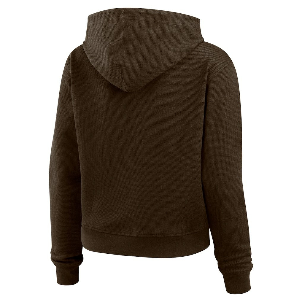 Cleveland Browns WEAR by Erin Andrews Women's Waffle Hoodie Pullover Top Brown - NFL