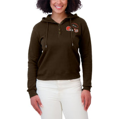 Cleveland Browns WEAR by Erin Andrews Women's Waffle Hoodie Pullover Top Brown - NFL
