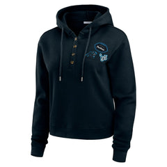 Carolina Panthers WEAR by Erin Andrews Women's Waffle Hoodie Pullover Top Navy - NFL