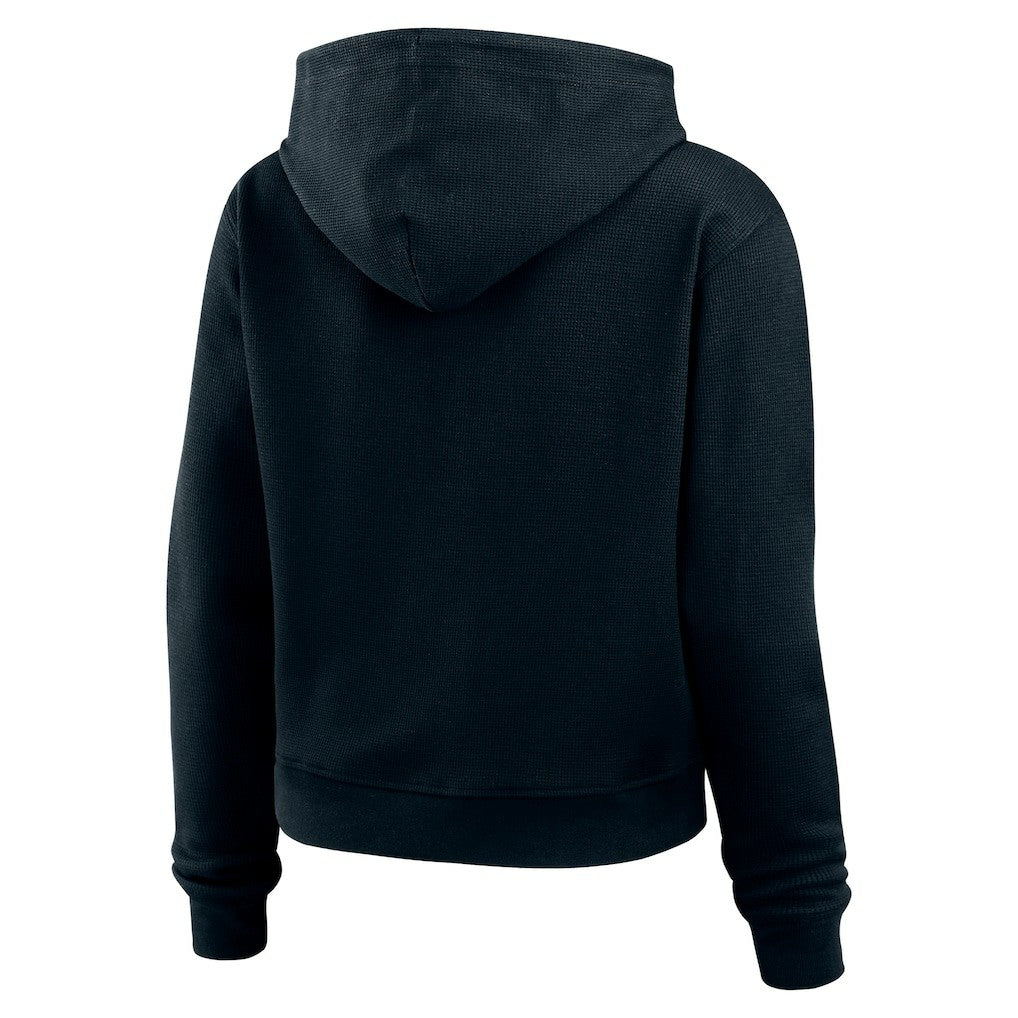 Carolina Panthers WEAR by Erin Andrews Women's Waffle Hoodie Pullover Top Navy - NFL