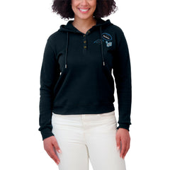 Carolina Panthers WEAR by Erin Andrews Women's Waffle Hoodie Pullover Top Navy - NFL