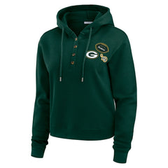 Green Bay Packers WEAR by Erin Andrews Women's Waffle Hoodie Pullover Top Green - NFL