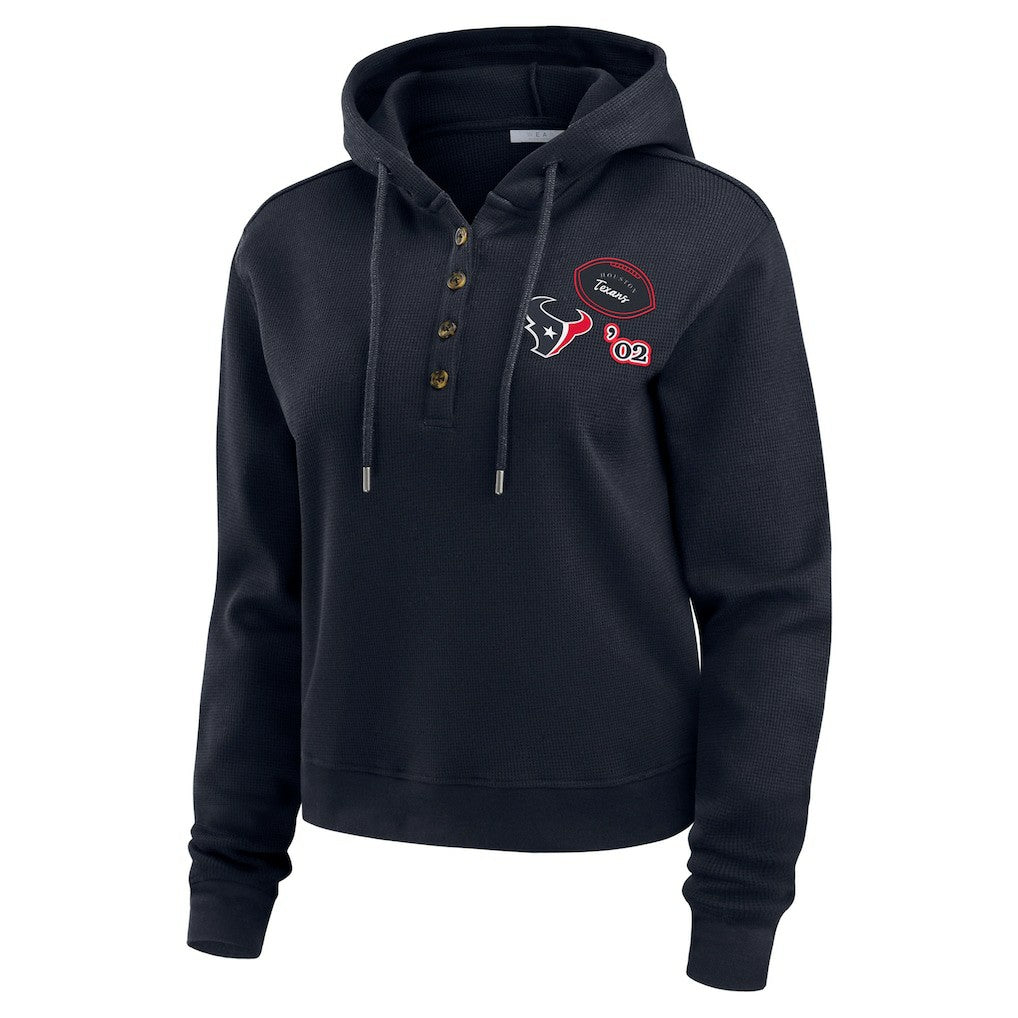 Houston Texans WEAR by Erin Andrews Women's Waffle Hoodie Pullover Top Navy - NFL