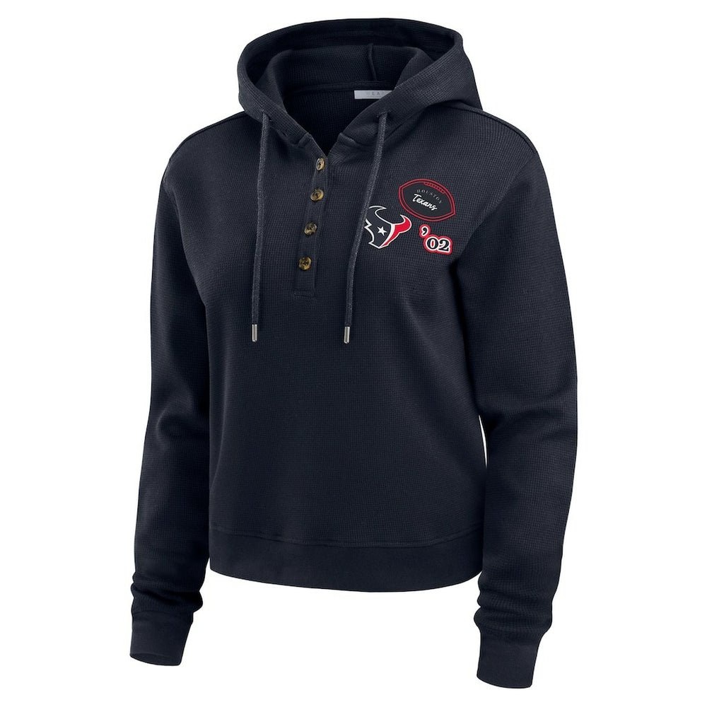Houston Texans WEAR by Erin Andrews Women's Waffle Hoodie Pullover Top Navy - NFL