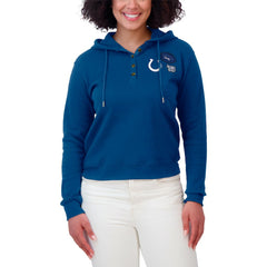 Indianapolis Colts WEAR by Erin Andrews Women's Waffle Hoodie Pullover Top Blue - NFL