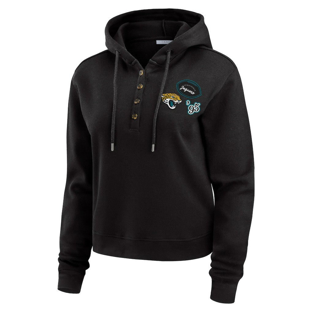 Jacksonville Jaguars WEAR by Erin Andrews Women's Waffle Hoodie Pullover Top Black - NFL