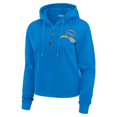 Los Angeles Chargers WEAR by Erin Andrews Women's Waffle Hoodie Pullover Top Powder Blue - NFL