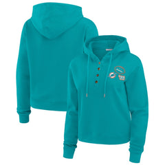 Miami Dolphins WEAR by Erin Andrews Women's Waffle Hoodie Pullover Top Aqua - NFL