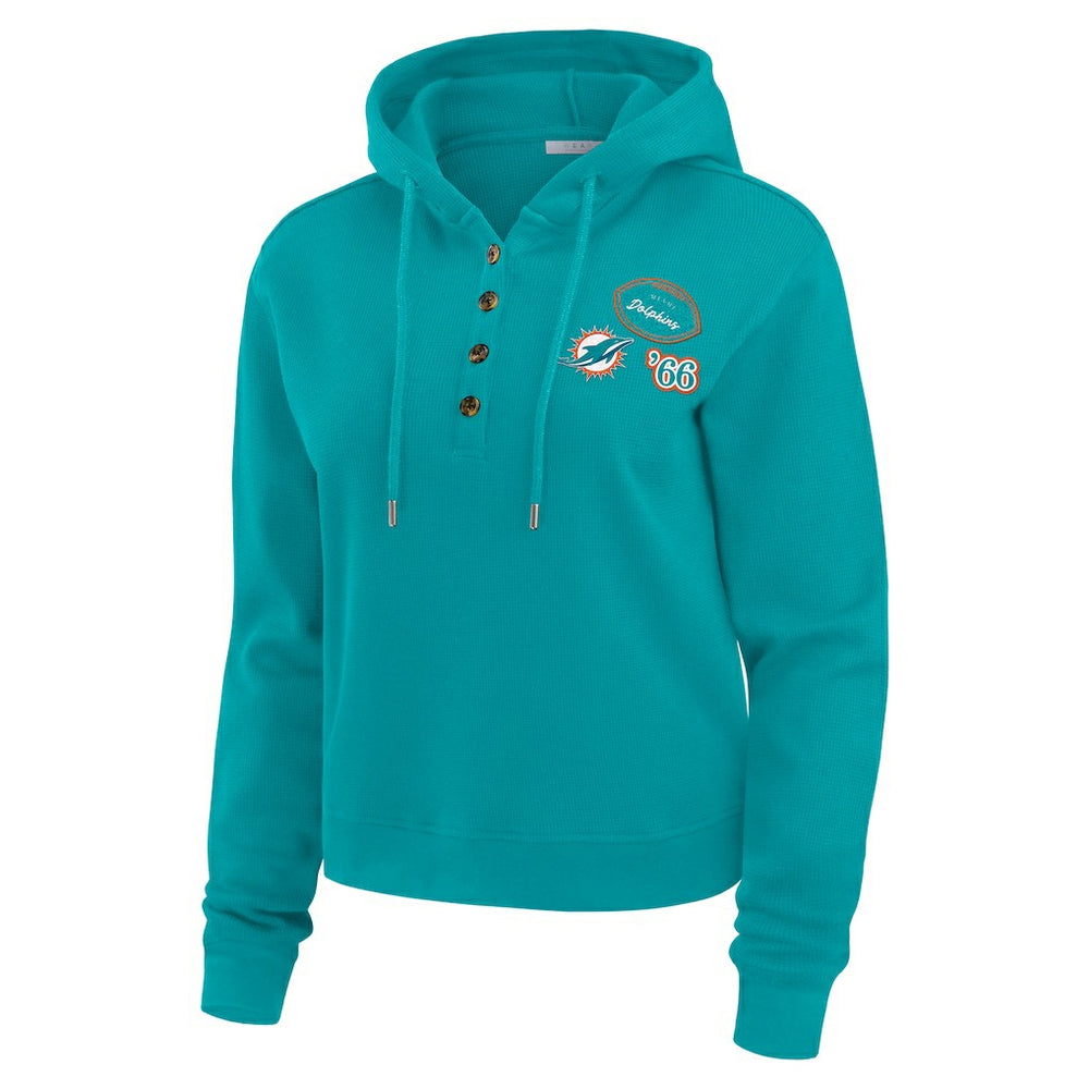 Miami Dolphins WEAR by Erin Andrews Women's Waffle Hoodie Pullover Top Aqua - NFL