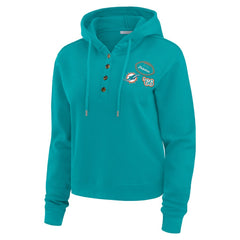 Miami Dolphins WEAR by Erin Andrews Women's Waffle Hoodie Pullover Top Aqua - NFL