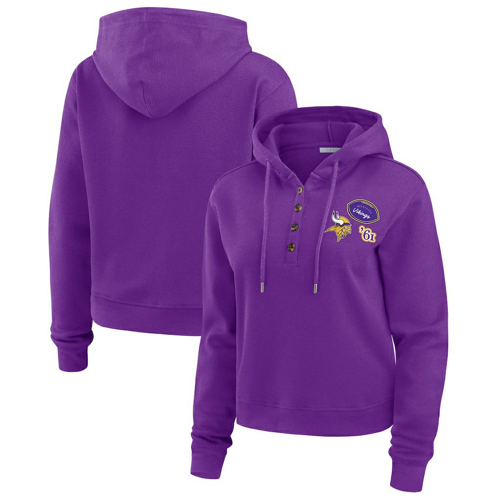 Minnesota Vikings WEAR by Erin Andrews Women's Waffle Hoodie Pullover Top Purple - NFL