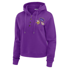 Minnesota Vikings WEAR by Erin Andrews Women's Waffle Hoodie Pullover Top Purple - NFL