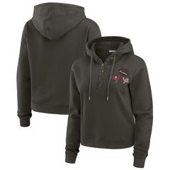 Tampa Bay Buccaneers WEAR by Erin Andrews Women's Waffle Hoodie Pullover Top Pewter - NFL
