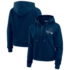 Tennessee Titans WEAR by Erin Andrews Women's Waffle Hoodie Pullover Top Navy - NFL