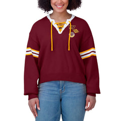 Washington Commanders WEAR by Erin Andrews Women's Lace-Up Pullover Sweatshirt Burgundy - NFL