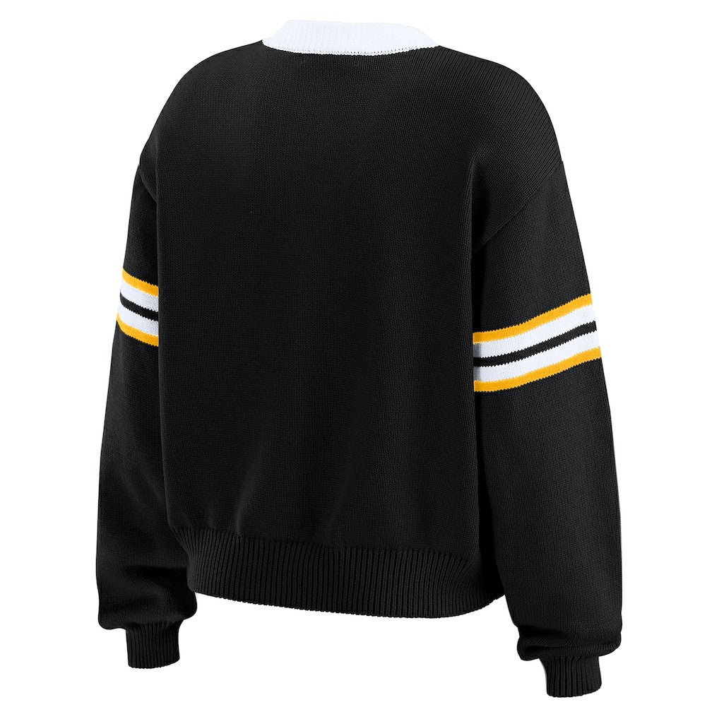 Pittsburgh Steelers WEAR by Erin Andrews Women's Lace-Up Pullover Sweatshirt Black - NFL