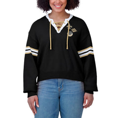 New Orleans Saints WEAR by Erin Andrews Women's Lace-Up Pullover Sweatshirt Black - NFL