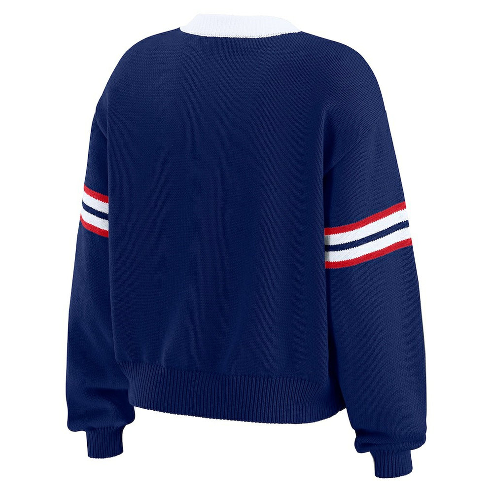 New York Giants WEAR by Erin Andrews Women's Lace-Up Pullover Sweatshirt Royal - NFL