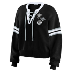 Las Vegas Raiders WEAR by Erin Andrews Women's Lace-Up Pullover Sweatshirt Black - NFL