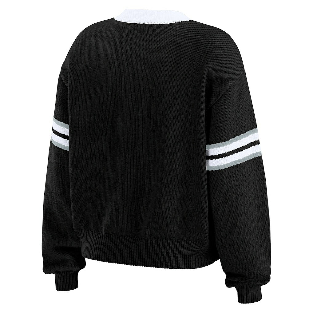 Las Vegas Raiders WEAR by Erin Andrews Women's Lace-Up Pullover Sweatshirt Black - NFL