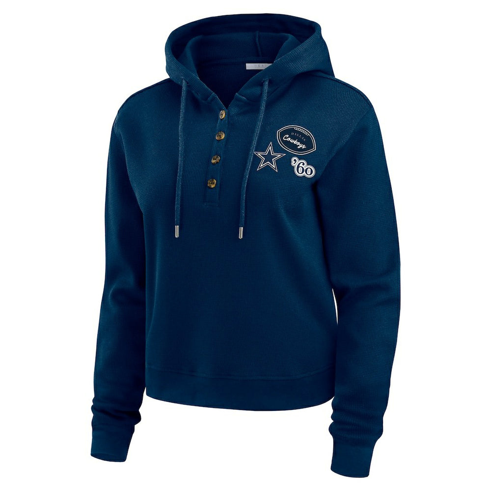 Dallas Cowboys WEAR by Erin Andrews Women's Waffle Hoodie Pullover Top Navy - NFL