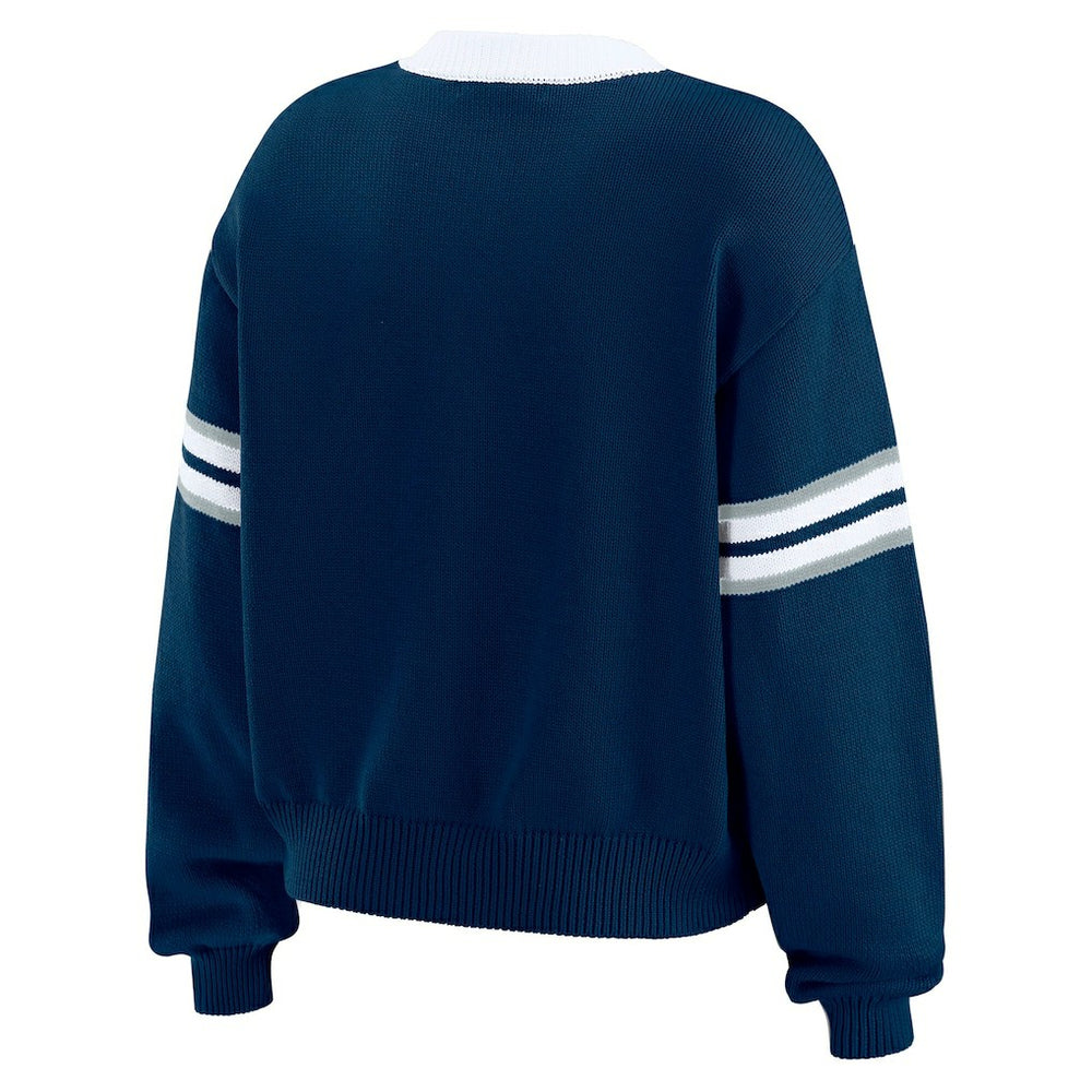 Dallas Cowboys WEAR by Erin Andrews Women's Lace-Up Pullover Sweatshirt Navy - NFL