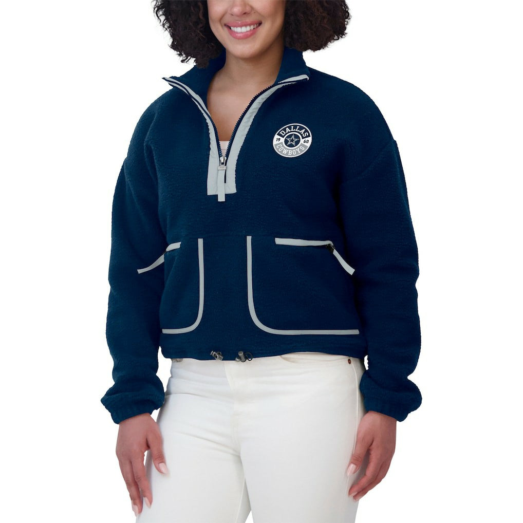 Dallas Cowboys WEAR by Erin Andrews Women's Polar Fleece Half-Zip Jacket Navy - NFL