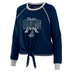 Dallas Cowboys WEAR by Erin Andrews Women's Tie-Front Long Sleeve Top Navy/ - NFL