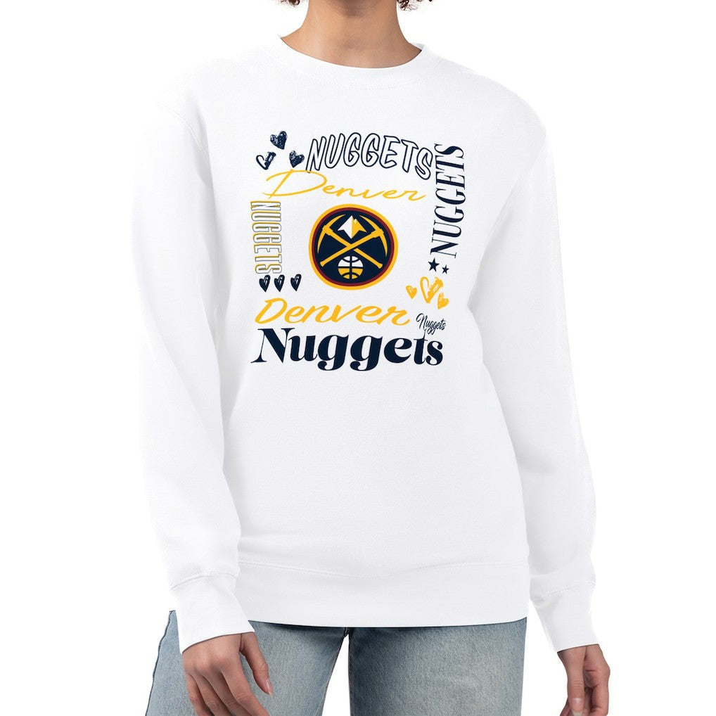 NBA - Denver Nuggets G-III 4Her by Carl Banks Women's Collage Team Graphic Fleece Pullover Sweatshirt - White