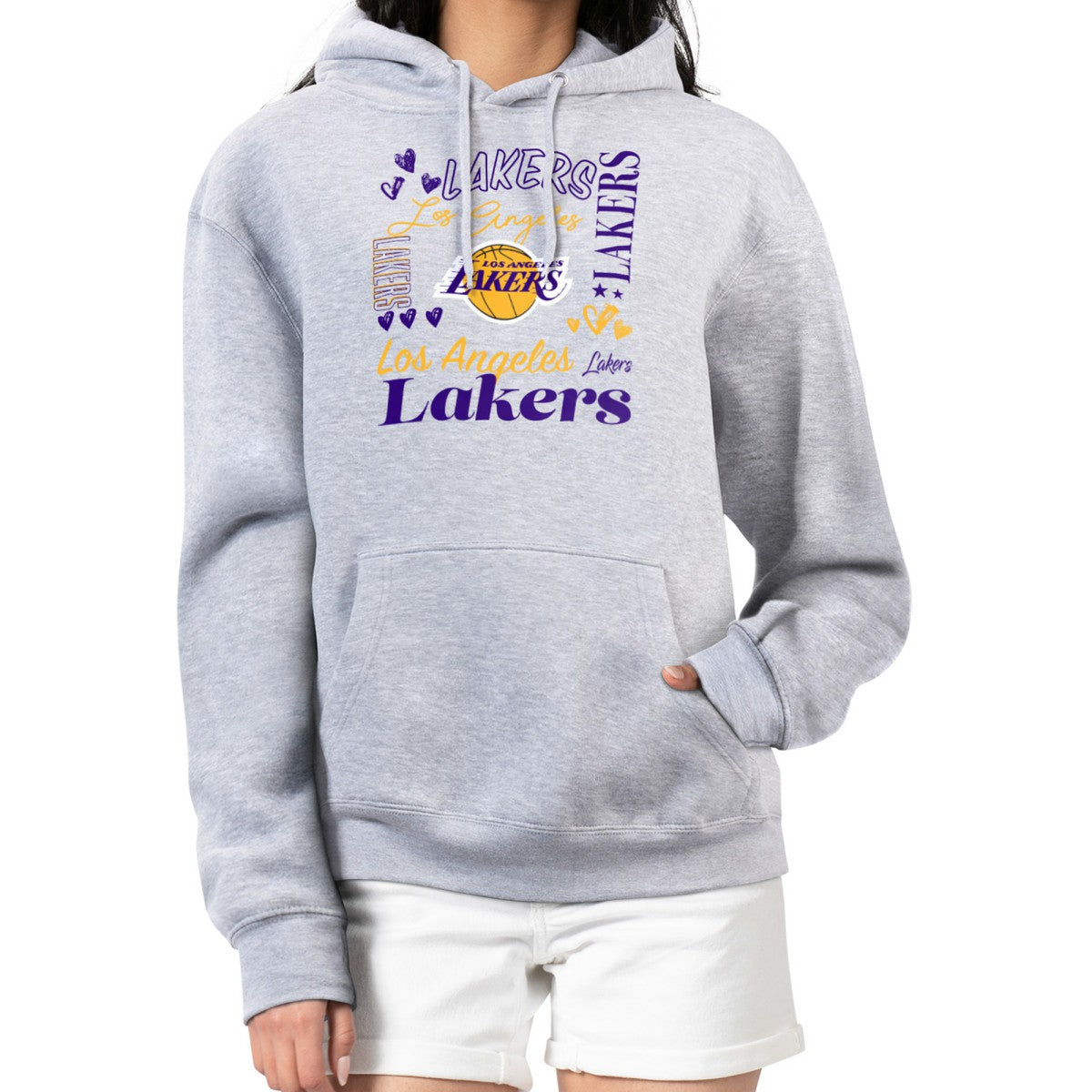 NBA - Los Angeles Lakers G-III 4Her by Carl Banks Women's Team Collage Graphic Fleece Pullover Hoodie - Heather Gray