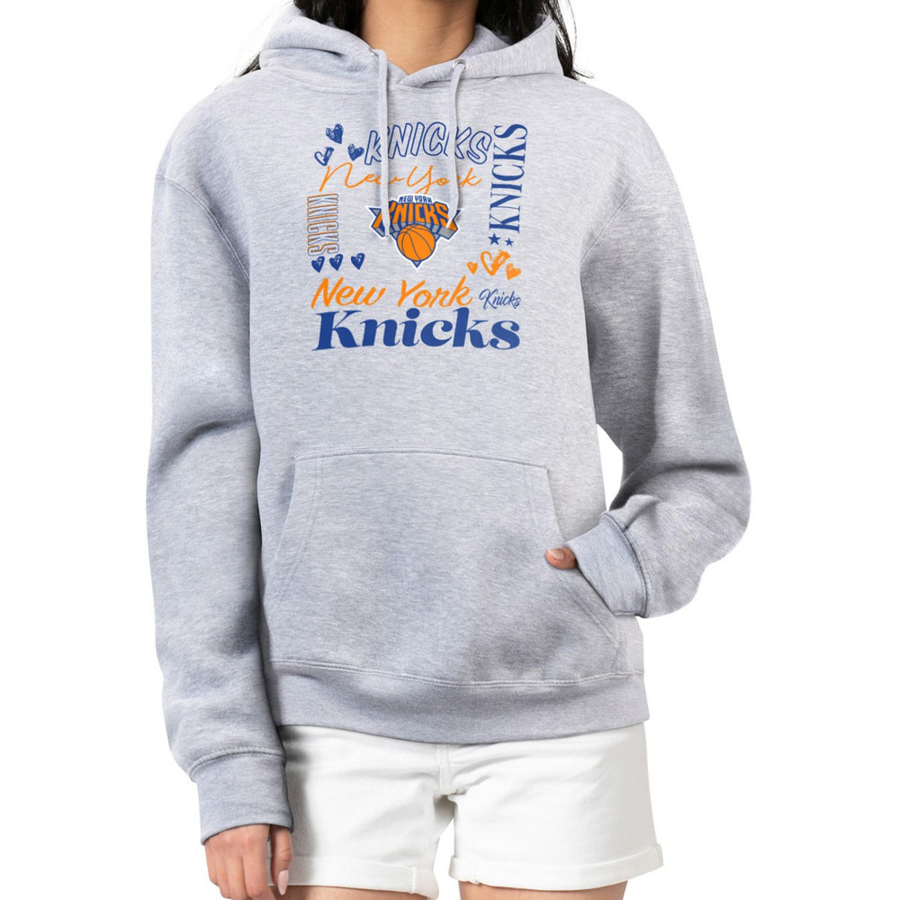 NBA - New York Knicks G-III 4Her by Carl Banks Women's Team Collage Graphic Fleece Pullover Hoodie - Heather Gray