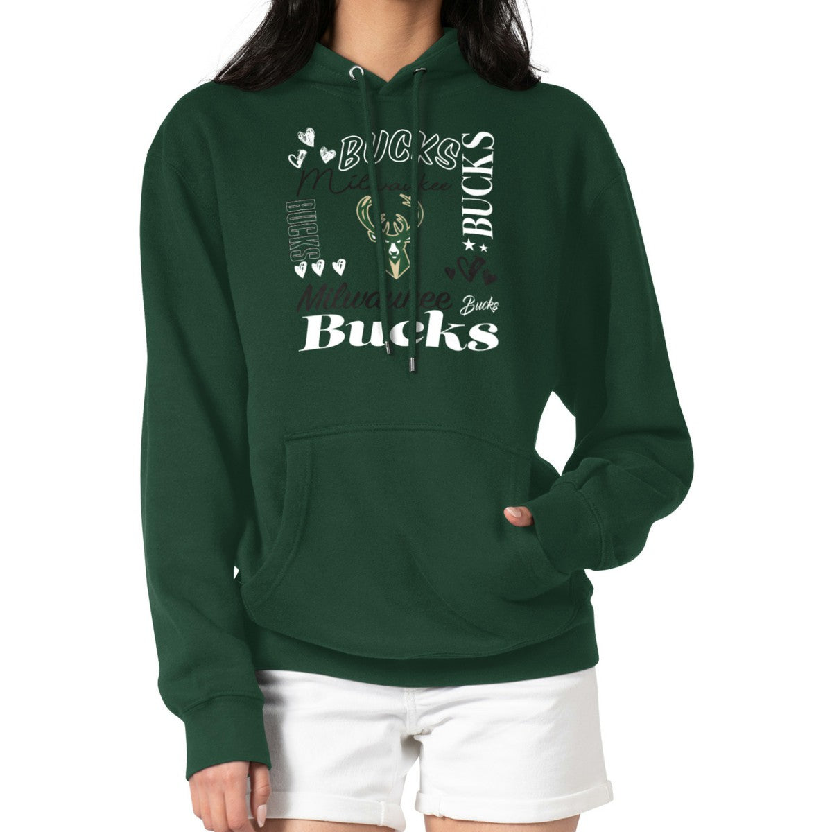NBA - Milwaukee Bucks G-III 4Her by Carl Banks Women's Team Collage Graphic Fleece Pullover Hoodie - Green