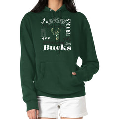 NBA - Milwaukee Bucks G-III 4Her by Carl Banks Women's Team Collage Graphic Fleece Pullover Hoodie - Green