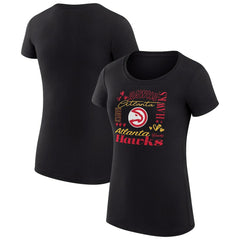 NBA - Atlanta Hawks G-III 4Her by Carl Banks Women's Super-Slim Fit Lightweight Team Name Collage Graphic T-Shirt - Black
