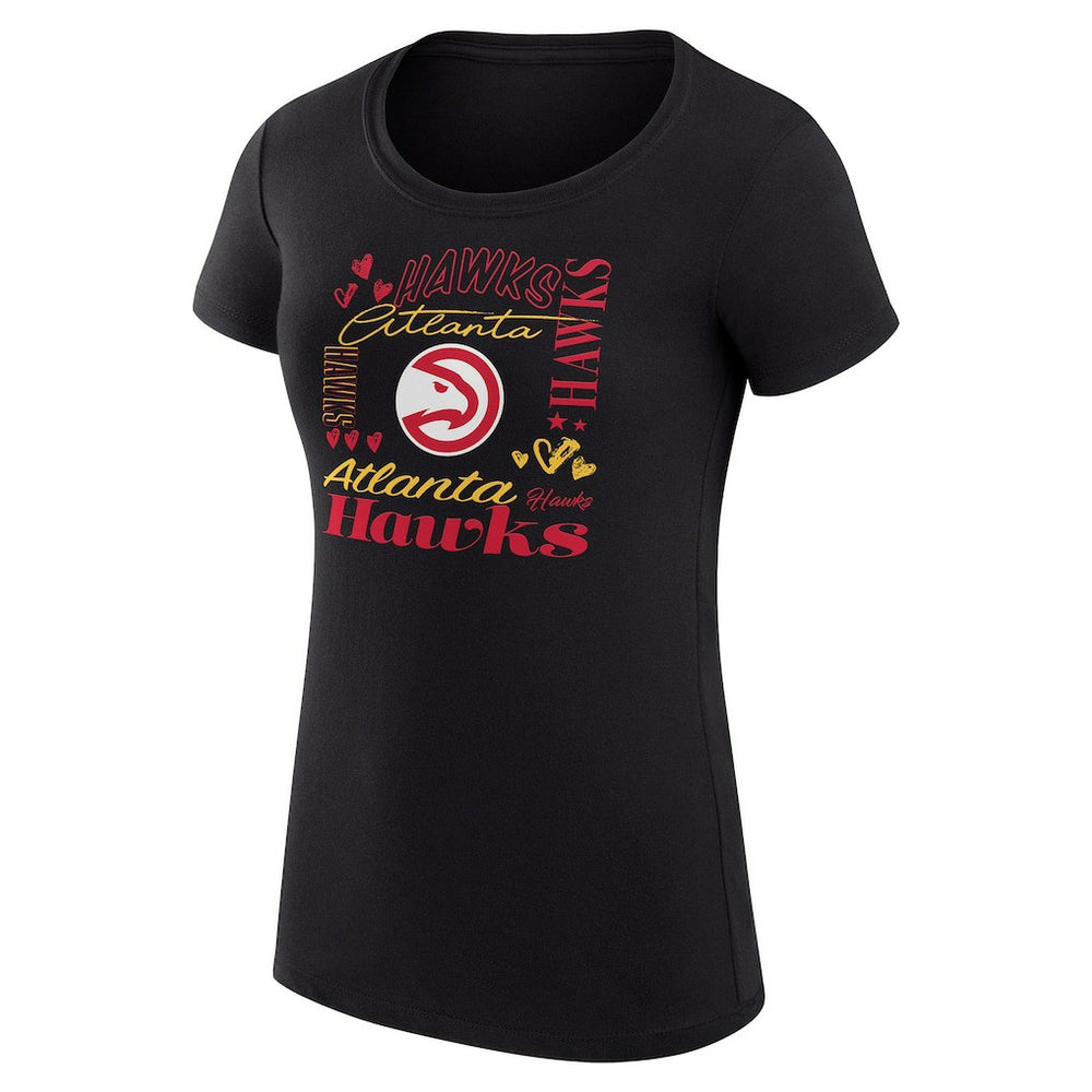 NBA - Atlanta Hawks G-III 4Her by Carl Banks Women's Super-Slim Fit Lightweight Team Name Collage Graphic T-Shirt - Black